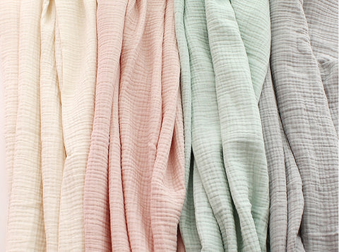 Organic Cotton Gauze Wrinkled, Triple Layers, 4 Colors, Crinkle Gauze By the Yard /26198