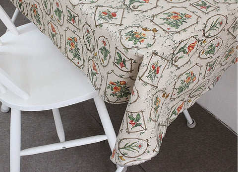 Vintage Flowers Laminated Cotton Linen Fabric, Matte Finish - By the Yard /11001