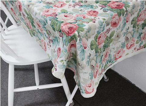Rose Flowers Matte Laminated Cotton Linen Fabric By the Yard /56423