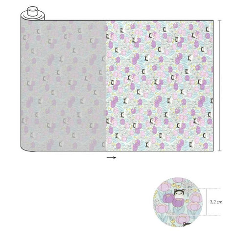 Cats and Flowers Cotton Fabric, Digital Printing - Fabric By the Yard /54351