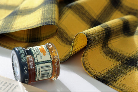 Yellow & Black Polyester Plaid Fabric By the Yard - GJ 56375