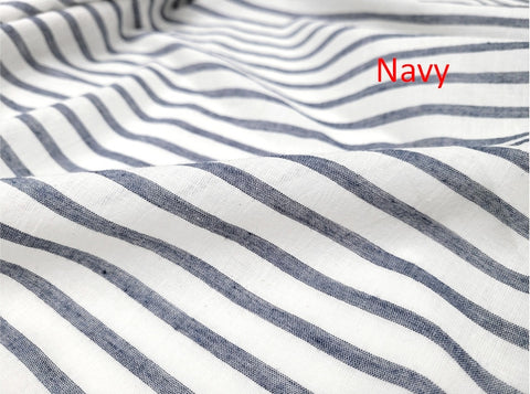 Stripes Cotton Gauze Fabric - Blue, Red, Yellow, Brown, Navy or Pink - 55 Inches Wide - By the Yard 4717-1