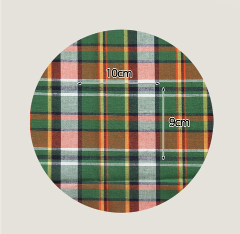 Tartan Checkered Cotton Fabric, Green Orange, Yarn Dyed Fabric, Wide Width, Quality Korean Fabric - By the Yard /56921