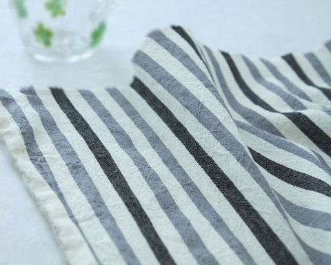 Gray Stripes Cotton Fabric, Washing Cotton, Yarn Dyed Cotton - By the Yard 92263