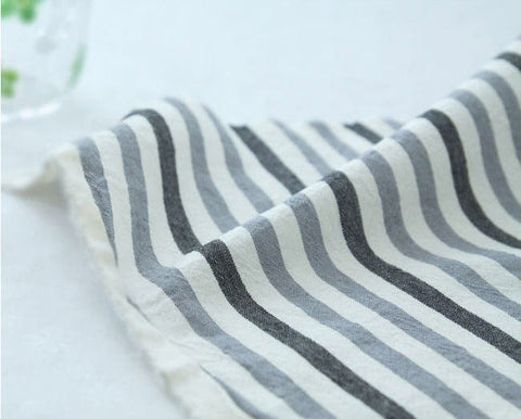 Gray Stripes Cotton Fabric, Washing Cotton, Yarn Dyed Cotton - By the Yard 92263