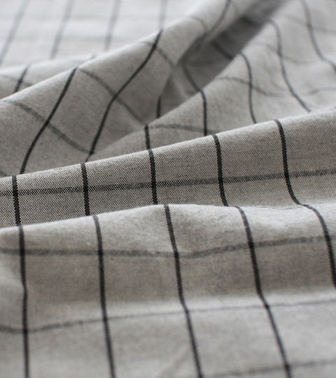Gray Plaid Cotton Fabric, Yarn Dyed Fabric, Wide Fabric - 63 Inches Wide - Fabric By the Yard 99306