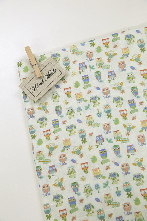 Owls Cotton Double Gauze Fabric - 59 Inches Wide - By the Yard 92509