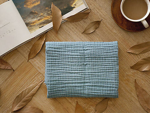 Wrinkled Cotton Gauze, Triple Layers, Crinkle Gauze, Yoryu Gauze - Blue - 57 Inches Wide - By the Yard 89627 - 280