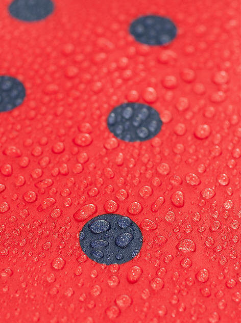 Waterproof Fabric 2.2 cm Navy Dots on Red - By the Yard 89614 392968-2
