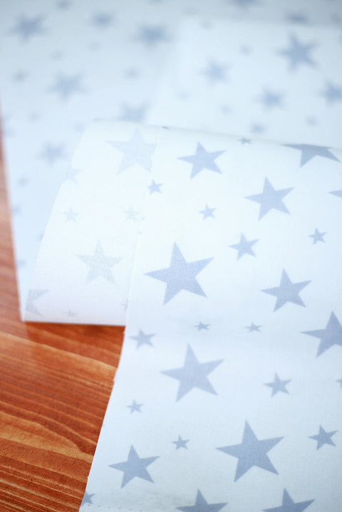 Stars Laminated Cotton Fabric, Laminated Oxford Fabric - Gray Stars - By the Yard (43 x 36") 93370 392379-2