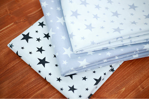 Stars Laminated Cotton Fabric, Laminated Oxford Fabric - Gray Stars - By the Yard (43 x 36") 93370 392379-2