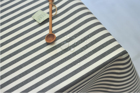 8 mm Black Stripe Laminated Cotton Fabric - By the Yard 93011