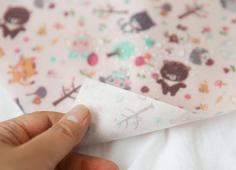Laminated Cute Animals Cotton Fabric - Baby Pink - By the Yard 92575