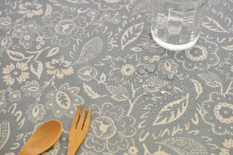 Laminated Cotton Linen Fabric - Grace in Gray - By the Yard 92876 - 465