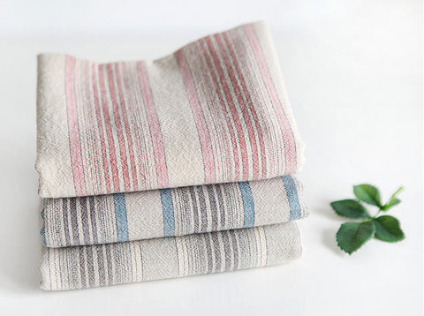 Stripes Cotton Fabric - Pink or Brown - By the Yard 68267