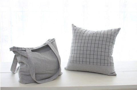Gray Plaid Cotton Fabric, Yarn Dyed Fabric, Wide Fabric - 63 Inches Wide - Fabric By the Yard 99306
