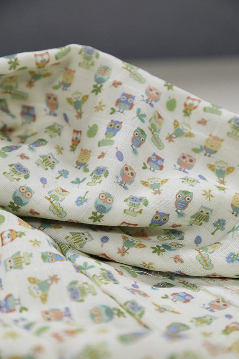 Owls Cotton Double Gauze Fabric - 59 Inches Wide - By the Yard 92509