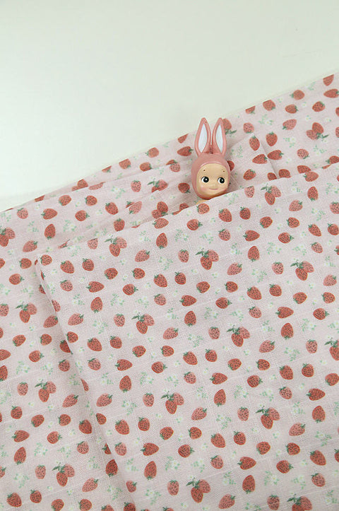 Strawberry Cotton Double Gauze Fabric - 59 Inches Wide - By the Yard 92525
