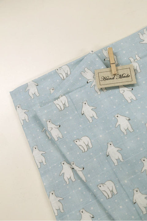 Polar Bears Cotton Double Gauze Fabric, Animal Print Cotton Gauze Fabric, Quality Korean Fabric - 59 Inches Wide - By the Yard /87796