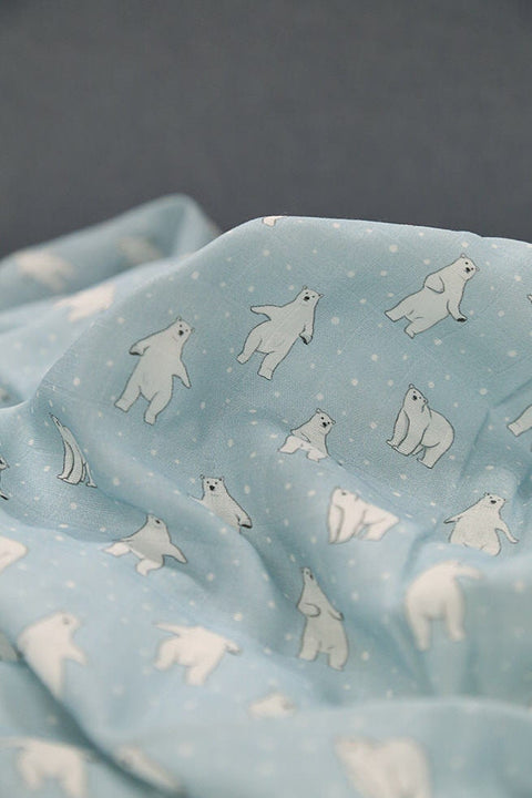 Polar Bears Cotton Double Gauze Fabric, Animal Print Cotton Gauze Fabric, Quality Korean Fabric - 59 Inches Wide - By the Yard /87796