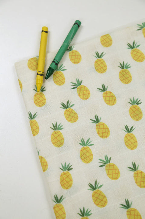 Pineapples Cotton Double Gauze Fabric - 59 Inches Wide - By the Yard 92518