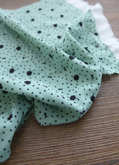 Double Gauze Fabric, Clovers Gauze Fabric, Polka Dots Gauze Fabric - Mint, Gray or Navy- 56" Wide - By the Yard /91759
