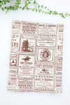 Vintage Lettering Oxford Cotton Fabric - Brown - By the Yard 94017