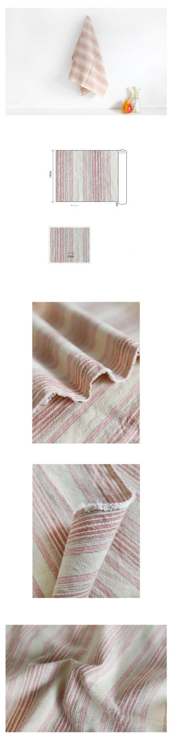 Stripes Cotton Fabric - Pink or Brown - By the Yard 68267