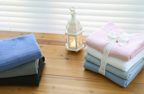 Wrinkled Cotton Gauze, Triple Layers - Crinkle Gauze, Yoryu Gauze - White, Pink, Mint, Sky, Blue, Gray or Black - 59" Wide - By the Yard V02