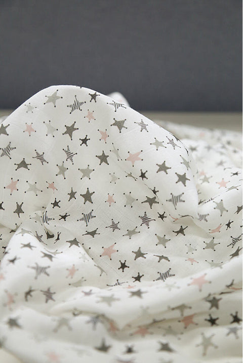 Stars Cotton Double Gauze Fabric - 59 Inches Wide - By the Yard 92503