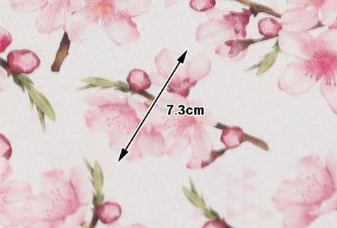 Cherry Blossom Linen Blend Fabric, Flower Cotton Linen Fabric, Digital Printing Fabric - 59" Wide - Fabric By the Yard 95234