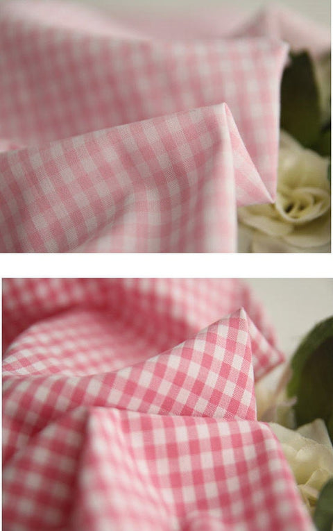 Pink Stripe Fabric, Pink Checker Fabric, Pink Flower Fabric - Fabric By the Yard 23711