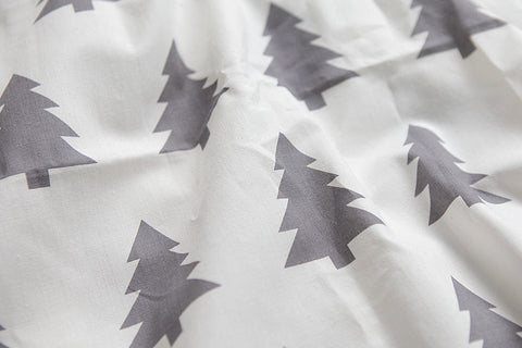 Trees Cotton Fabric, Black Trees, Gray Trees, Mint Trees - Fabric By the Yard 68985