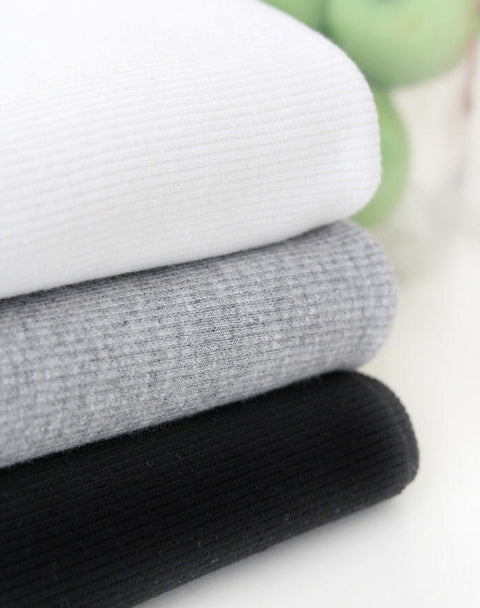 2x1 Ribbing Knit Fabric, Half Yard - Off White, Heather Gray or Black - 94899