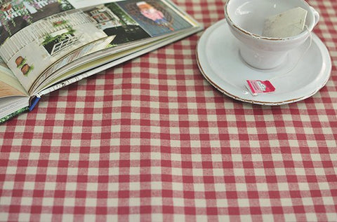 Laminated 1 cm Country Check Cotton Fabric in Red - By the Yard 96873