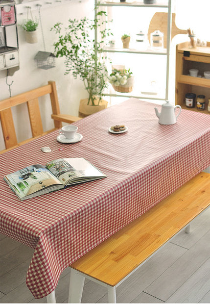 Laminated 1 cm Country Check Cotton Fabric in Red - By the Yard 96873