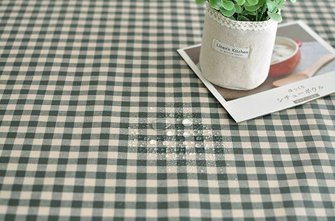 Laminated 1 cm Country Check Cotton Fabric in Khaki - By the Yard 96872
