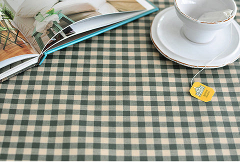 Laminated 1 cm Country Check Cotton Fabric in Khaki - By the Yard 96872