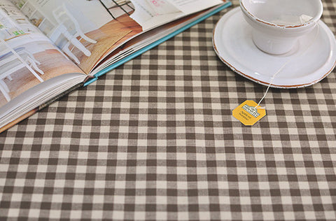 Laminated 1 cm Country Check Cotton Fabric in Brown - By the Yard 96870