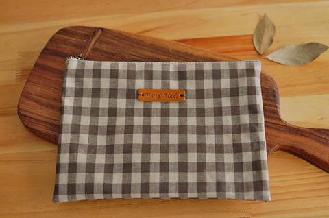 Laminated 1 cm Country Check Cotton Fabric in Brown - By the Yard 96870