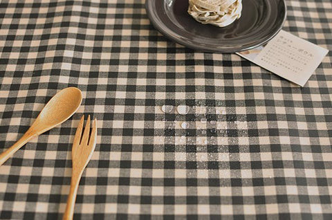 Laminated 1 cm Country Check Cotton Fabric in Black - By the Yard 96869