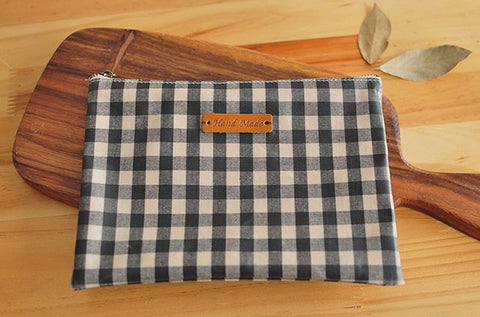 Laminated 1 cm Country Check Cotton Fabric in Black - By the Yard 96869