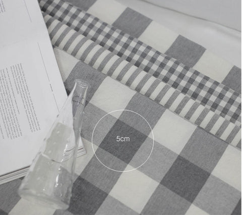 Gray Stripes Gray Plaid Cotton Fabric, Washing Cotton - By the Yard 96941 92587-1