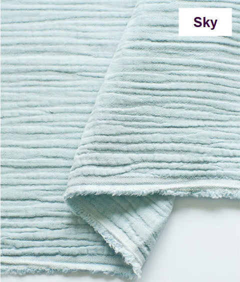Wrinkled Gauze, Triple Gauze, Crinkle Gauze - Sky, Blue, Purple, Charcoal, Yellow, Green, Orange or Red - 59" Wide - By the Yard 95256
