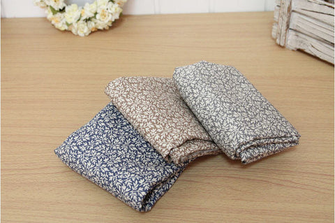 Leaf Cotton Fabric - Gray, Brown or Navy - By the Yard 97463