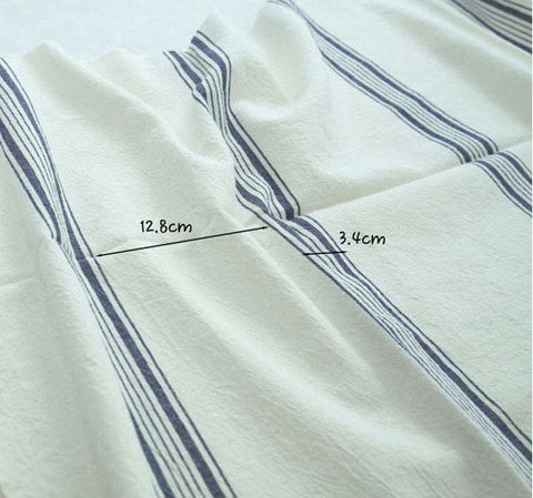 Navy Stripe Cotton Fabric, Washing Cotton, Yarn Dyed Cotton - Fabric By the Yard 92430 87840-1