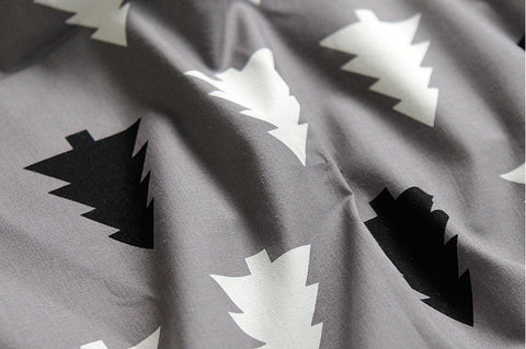 Trees Cotton Fabric, Black Trees, Gray Trees, Mint Trees - Fabric By the Yard 68985