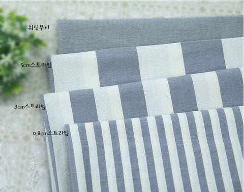 Gray Stripes Cotton Fabric, Gray Fabric, Washing Cotton - Fabric By the Yard 83340