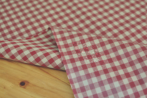 Laminated 1 cm Country Check Cotton Fabric in Red - By the Yard 96873