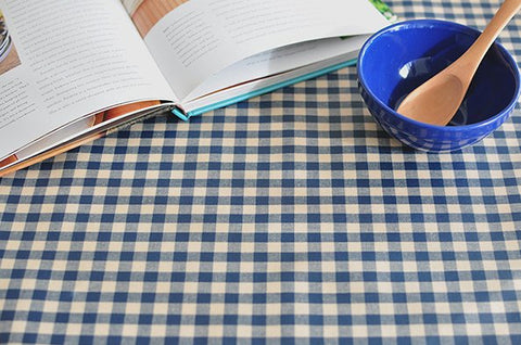 Laminated 1 cm Country Check Cotton Fabric in Navy - By the Yard 96871